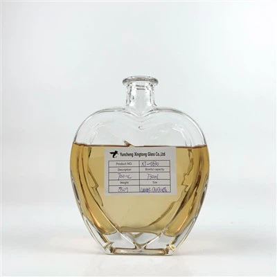 ขวดแก้วเปล่าสำหรับวิสกี้บรั่นดีวอดก้ายอดนิยมทรงแอปเปิ้ล 700 มล. 850 กรัม